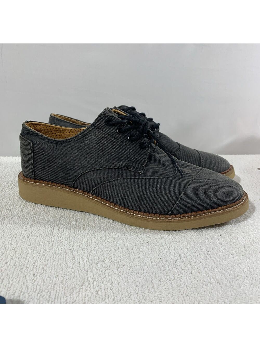 Toms Men Brogue Oxford Shoes Ash Aviator Twill Size 8 New Gray